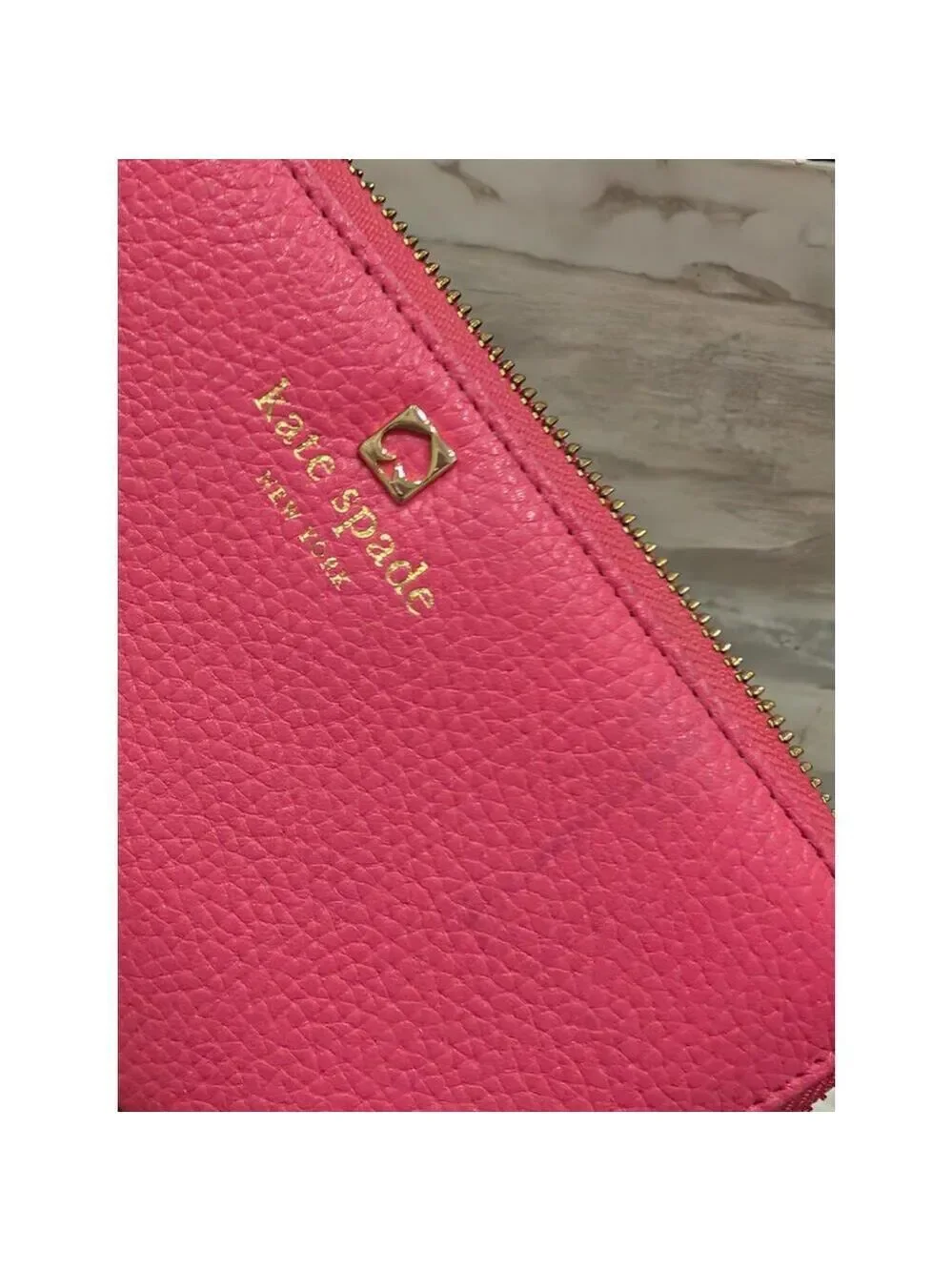 Kate Spade New York Hot Pink Leather Zip Wallet